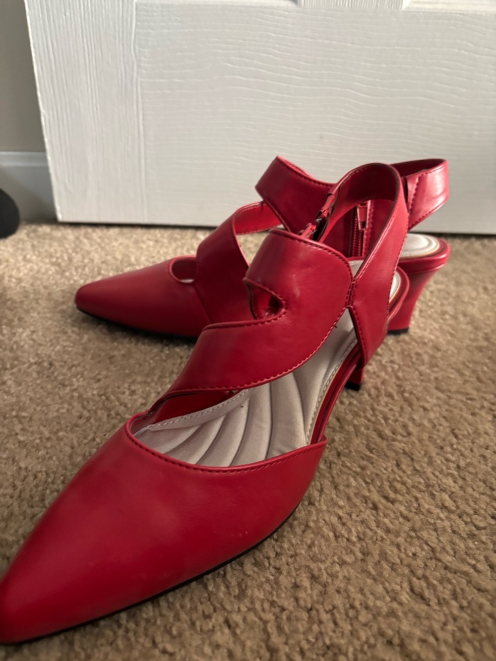 Red Women's Slingback Pointed-Toe Heels